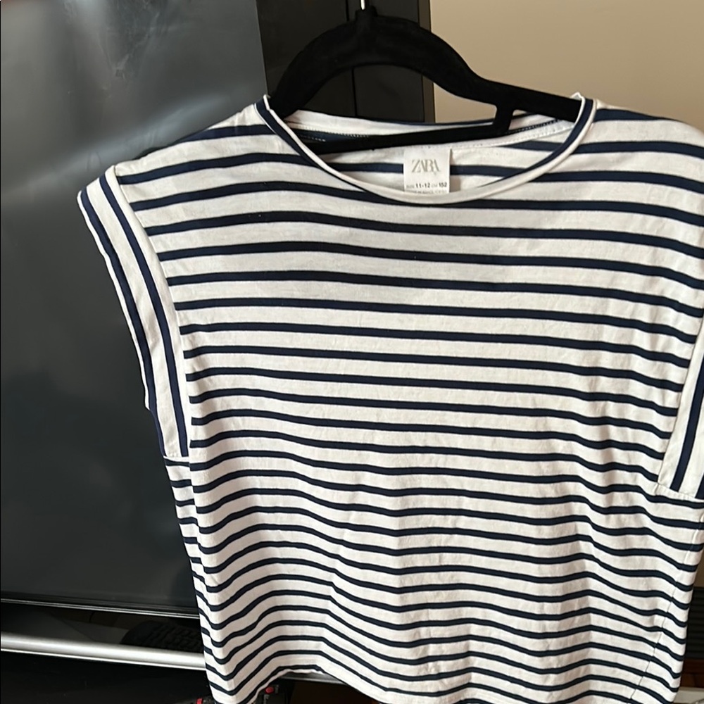 Zara Navy and White Striped Tee